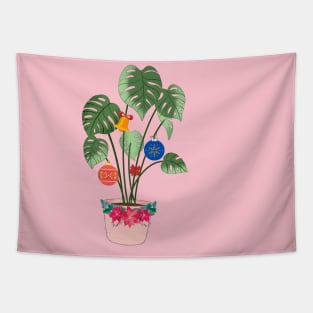 Christmas Monstera Tapestry