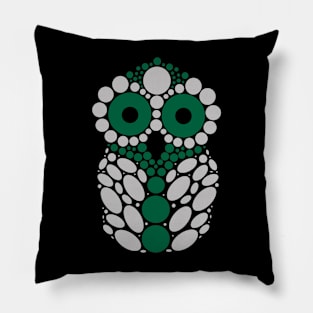 Silver and Green Owl Pillow