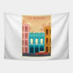 La Habana, Cuba - Vintage Travel Poster Tapestry