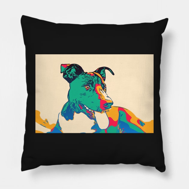 colorful dog Pillow by sarelitay