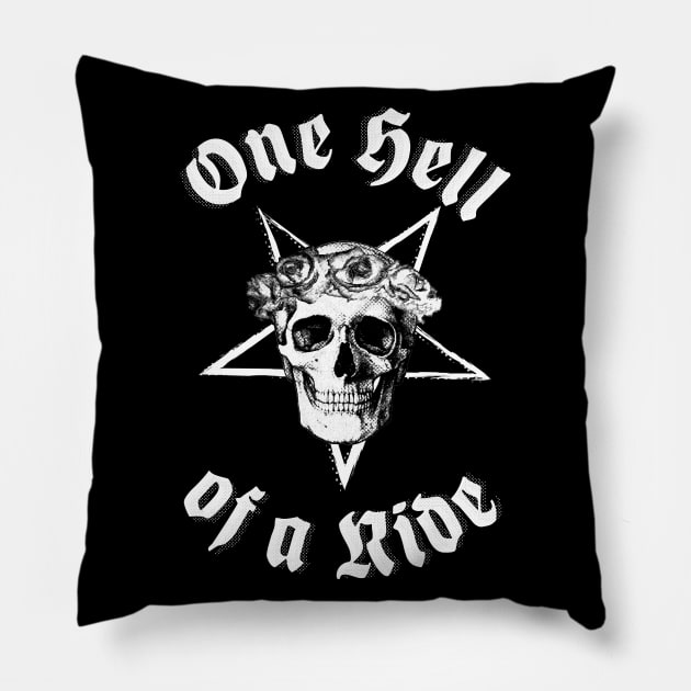 One hell Of a Ride - Rose Skull pentagon Pillow by SimonSay