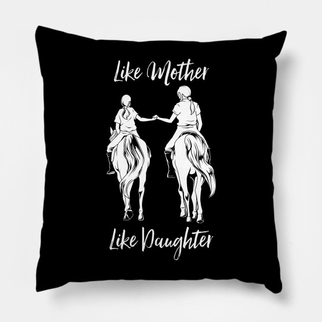 Horse Riding - Mom and Daughter Pillow by Modern Medieval Design