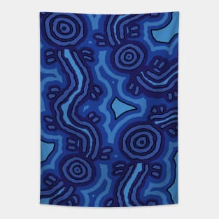 Aboriginal Art Blue Campsites Tapestry