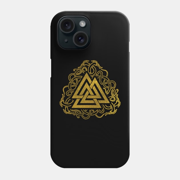 Gold Valknut Symbol Phone Case by Nartissima