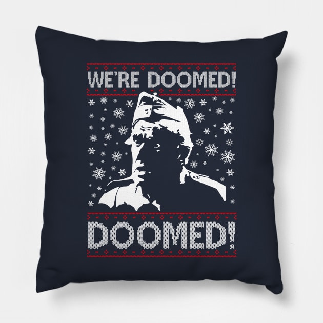 Dads Army We're Doomed Christmas Knit Pattern Pillow by Rebus28