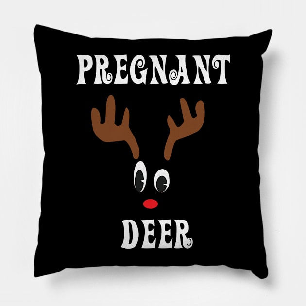 Pregnant Reindeer Deer Red nosed Christmas Deer Hunting Hobbies Interests Pillow by familycuteycom