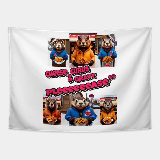 Poutine Marmots Tapestry by Jaymz Weiss Designz