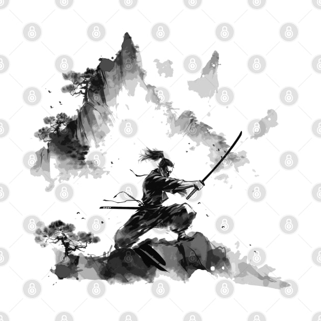 Samurai ink mountain by Meca-artwork