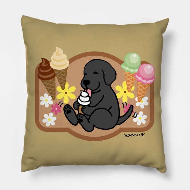 Black Labrador Ice Cream Lover Pillow by HappyLabradors