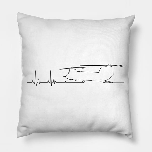 CH-47 Helicopter Heartbeat Pulse Pillow by NorseTech