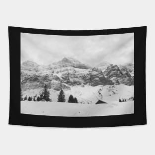 Black and white mountains in Switzerland Tapestry