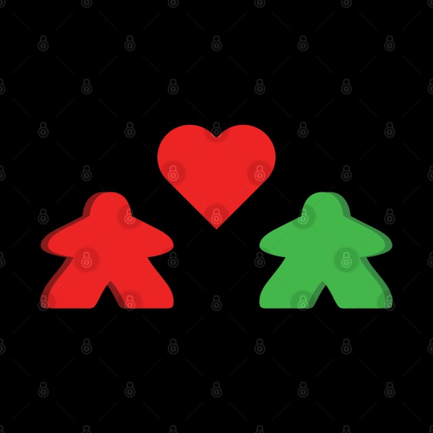 Red And Green Meeple Couple Board Game Valentine's Day by Shadowisper