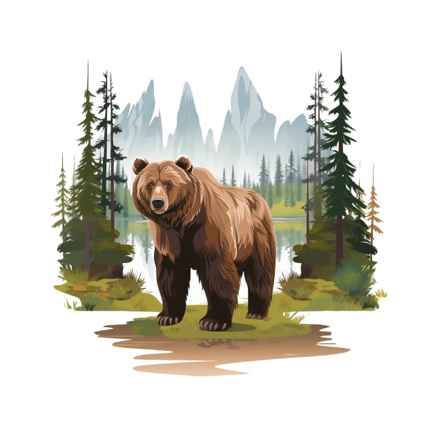 Watercolor Grizzly Bear by zooleisurelife