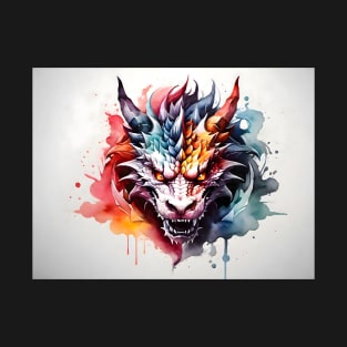 dragon face Watercolor T-Shirt