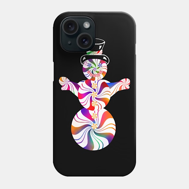 Cute Rainbow Peppermint Holiday Snowman Phone Case by Art by Deborah Camp