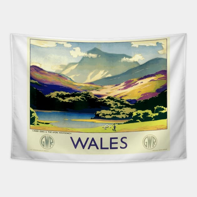 Vintage British Travel Poster: Wales via Great Western Railway Tapestry by Naves