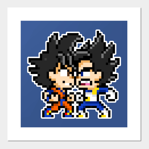 Pixel Rivals Goku Vs Vegeta Dragonball Z Poster E Stampa