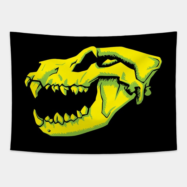 Toxic Hyena Skull Tapestry by CliffeArts