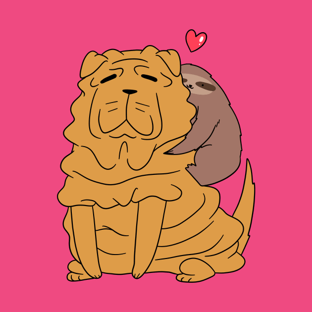 Sloth Loves Shar Pei by saradaboru