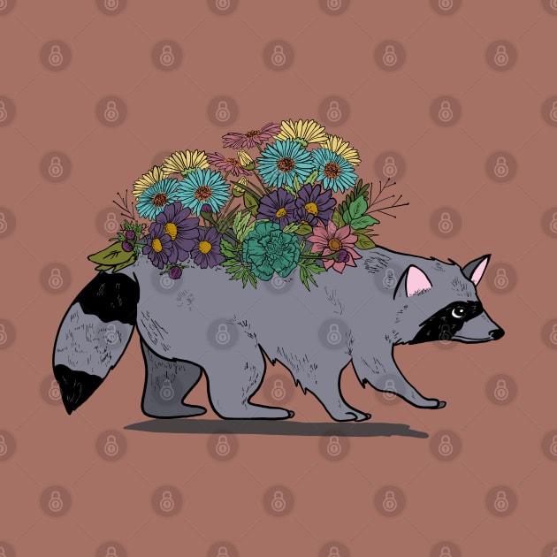 Raccoon with Wildflowers, Trash Panda by ketchambr