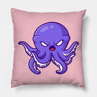 Cute Angry Octopus Cartoon Pillow