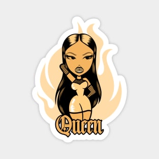 Queen Doll girl Brown-Out v2 Magnet