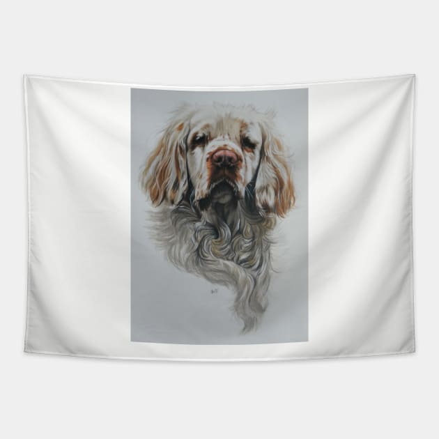 Clumber Spaniel Portrait Tapestry by BarbBarcikKeith