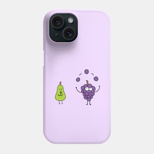 funny fruits grapes juggling with pear watching it Phone Case