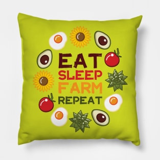 Eat Sleep Farm Repeat | Lime Green Pillow