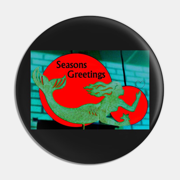 Christmas Mermaid - Seasons Greetings Pin by BadHabitsLounge