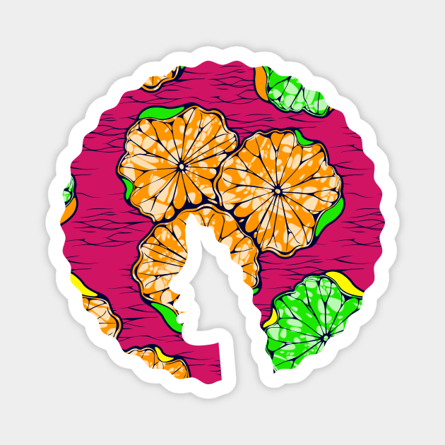 Afro Hair Woman with African Pattern, Black History Magnet by logiamerch