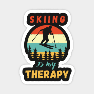 Skiing Is My Therapy Funny sunset Magnet