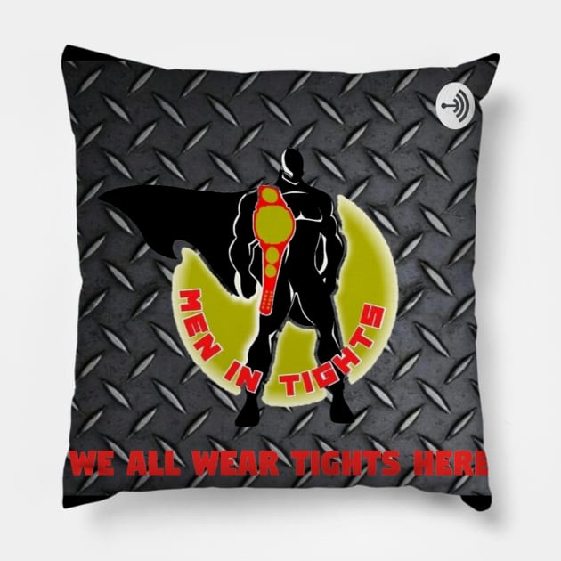 Men In Tights Podcast Thumbnail Pillow by Fozzitude
