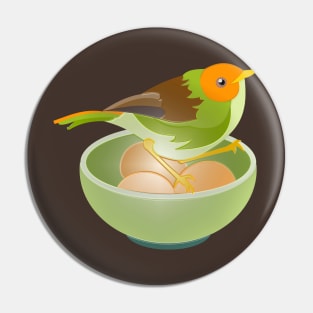 Bird Nesting on Eggs Pin