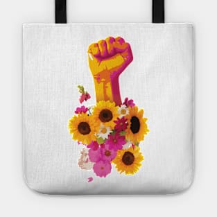 Feminist Power Fist Floral Tote