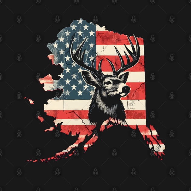 Deer Hunter Forest Wildlife Alaska American Flag Hunting by TopTees