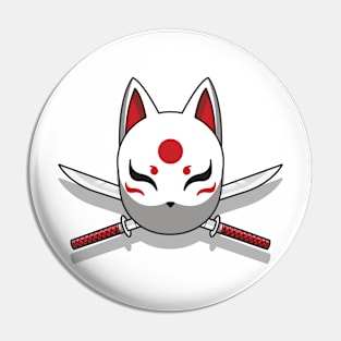 Japanese kitsune mask Pin