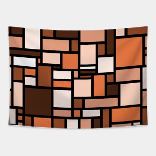 Orange Brown Square and Rectangle Geometric Patterns - Disco Vibes Tapestry