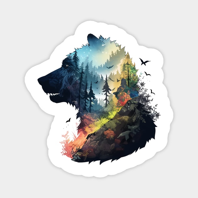 bear negative space Magnet by dorapeterx