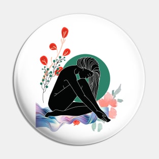 Woman and flower Pin