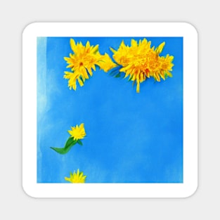 Sunflower in sky oil paint Magnet