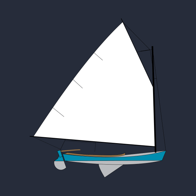 Cotuit Skiff Sailboat - Light Blue by CHBB