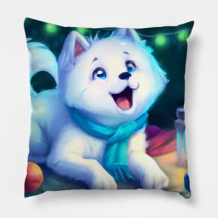 Cute Samoyed Drawing Pillow