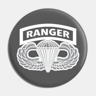 Army Ranger Jump Wings Gray and White Pin