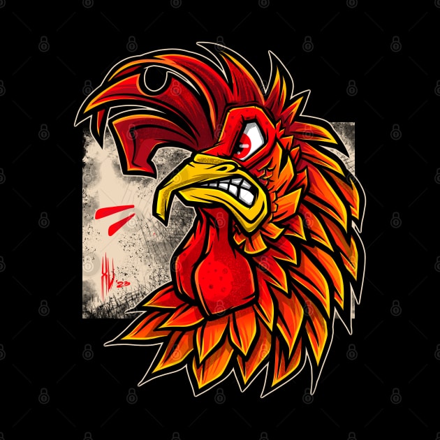 Red Rooster Funny Angry Chicken Gift by teeleoshirts