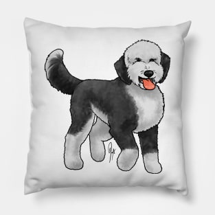 Dog - Sheepadoodle - Black and White Pillow