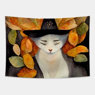 Cat in Hat, autumn moods Tapestry