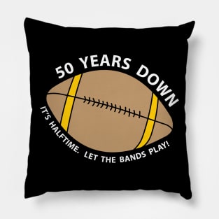 50th Birthday Football White Text Pillow