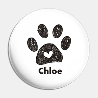 Chloe name made of hand drawn paw prints Pin