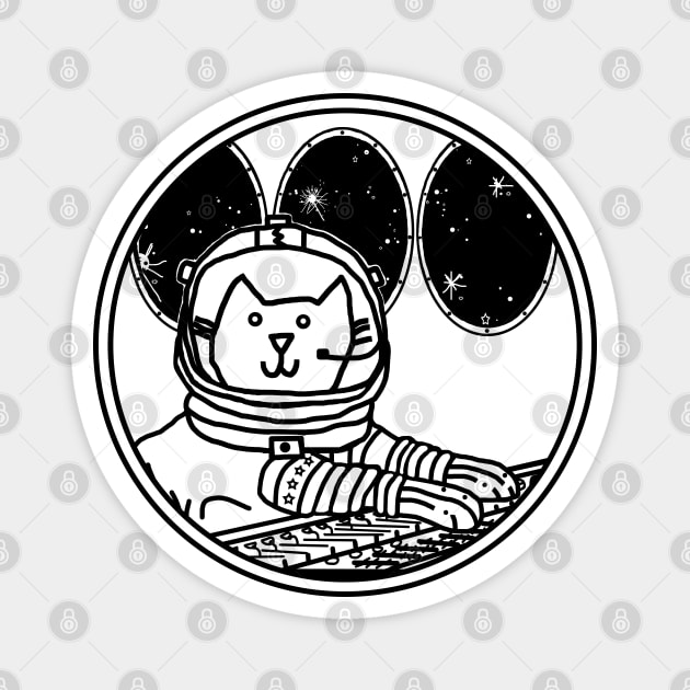 Space Captain Yellow Cat In Control Line Drawing Magnet by ellenhenryart